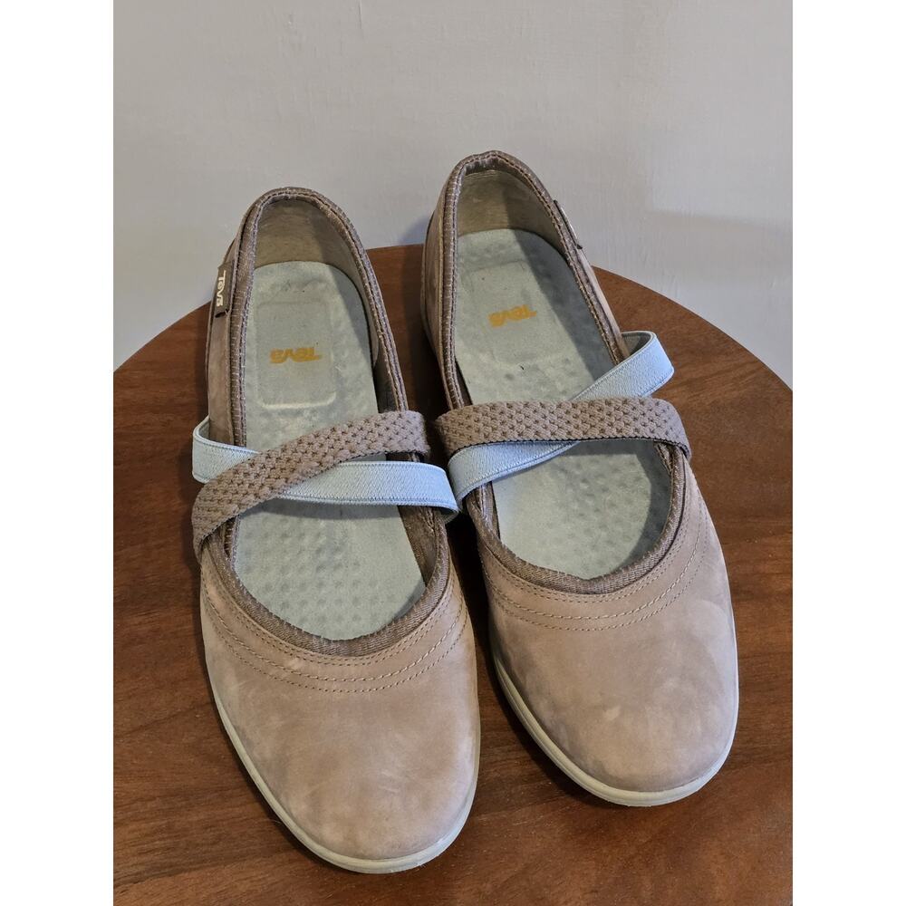 Teva Womens Size 9.5 Hydro Life Slip On Brown Shoes Leather Flats Mary Jane